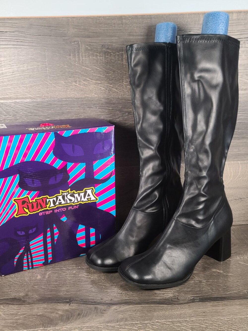 Pleaser Funtasma GOGO300 Women's 15M Black Knee High Full Zipper Gogo Boots